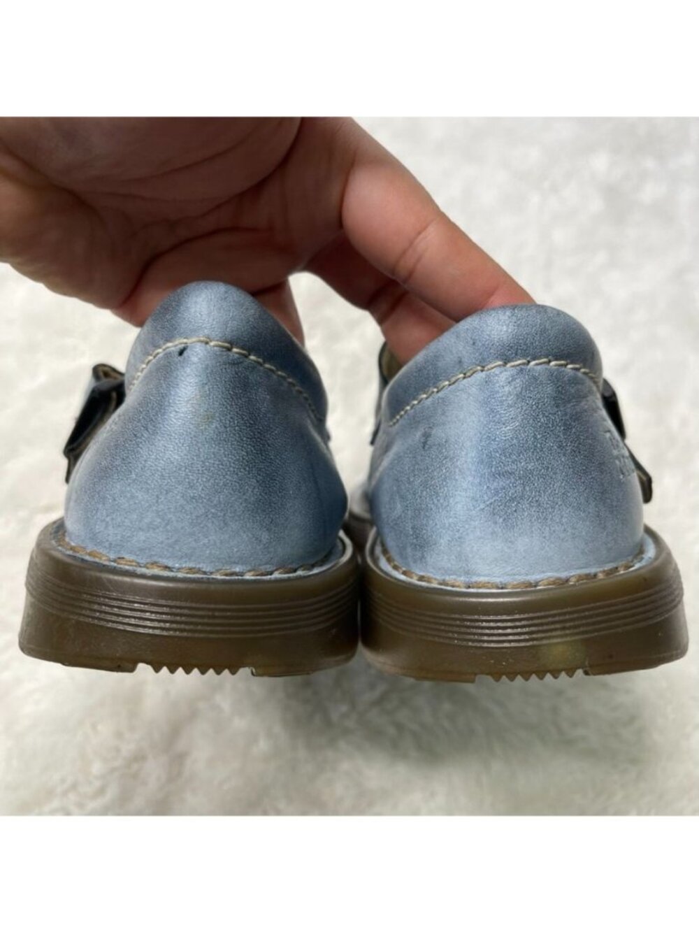 Rare Vintage Dr. Martens 8A57 Mary Janes Blue Distressed Leather Made in Portuga - Picture 5 of 10